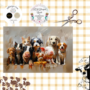 Decoupage Vet's Clinic Pets Of All Kinds  Tissue Paper