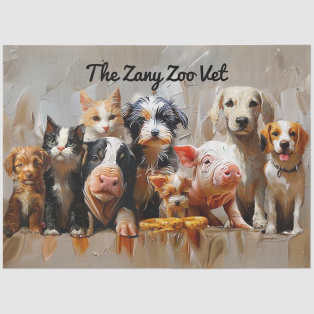 Decoupage Vet's Clinic Pets Of All Kinds  Tissue Paper (Front)