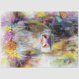 Decoupage Vibrant Abstract Cow Face Tissue Paper