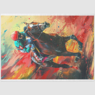 Decoupage Vibrant Abstract Jockey & Rider  Tissue Paper