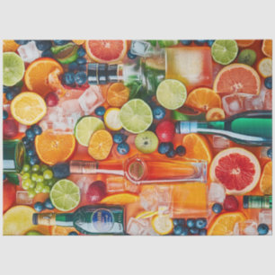 Decoupage Vibrant Coloured Fruits & Drinks Bar Top Tissue Paper