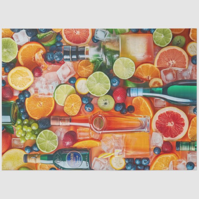 Decoupage Vibrant Coloured Fruits & Drinks Bar Top Tissue Paper (Front)