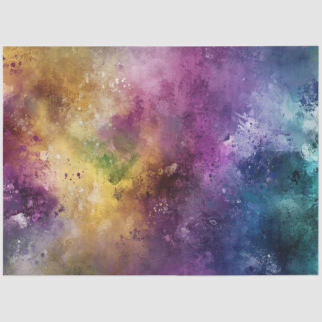 Decoupage Vibrant Coloured Purple Blue Yellow Gree Tissue Paper (Front)