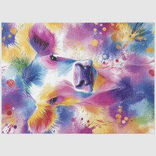 Decoupage Vibrant Coloured Swirl Cow  Tissue Paper