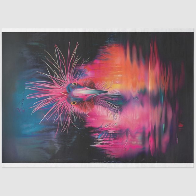 Decoupage Vibrant Coloured Wackadoodle Bird  Tissue Paper (Front)