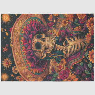 Decoupage Vibrant Lady Day of Dead with Sombrero Tissue Paper