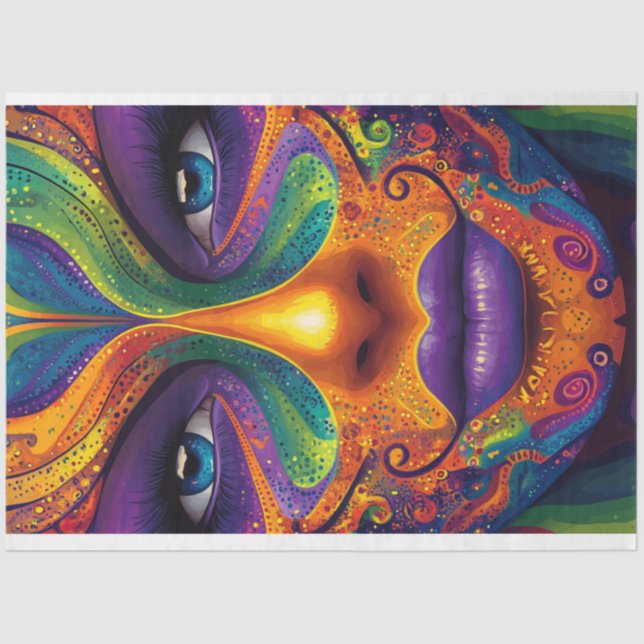 Decoupage Vibrant Mardi Gras Mask  Tissue Paper (Front)