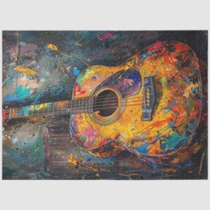 Decoupage Vibrant Oil Painting Guitar Tissue Paper