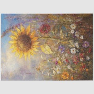 Decoupage Vibrant Oil Painting Sunflower  Tissue Paper