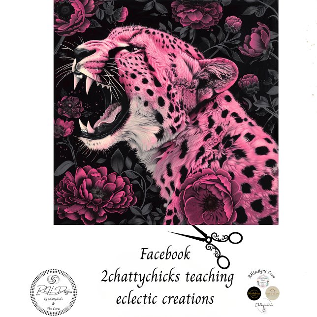 Decoupage Vibrant Pink Black Coloured Cheetah  Tissue Paper (Creator Uploaded)