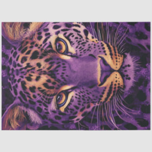 Decoupage Vibrant Purple Leopards Face Gold Leaf Tissue Paper
