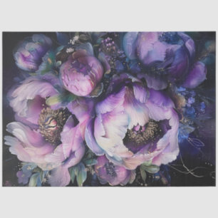 Decoupage Vibrant Purple Pink Peonies Digital  Tissue Paper