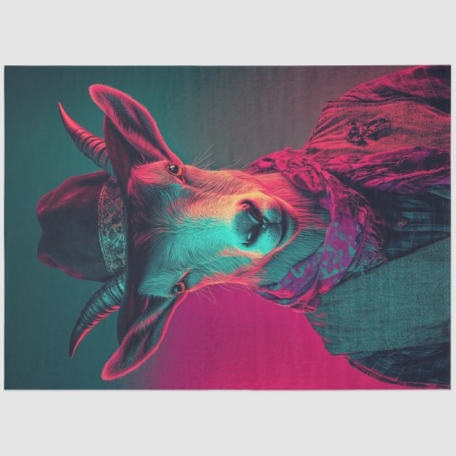 Decoupage Vibrantly Photo of Farmer Goat  Tissue Paper (Front)