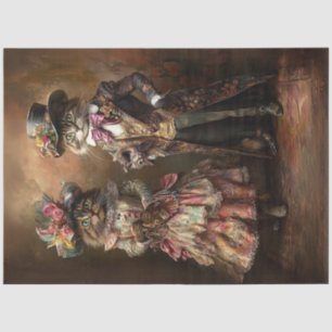 Decoupage Victorian-era Dressed Cats Tissue Paper