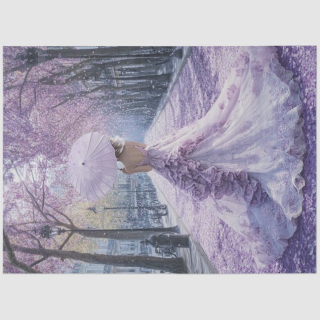 Decoupage Victorian Southern Lady Parasol Lilac Tissue Paper (Front)