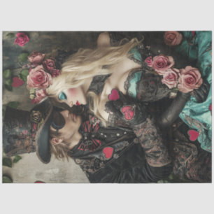 Decoupage Victorian Valentine Couple Red & Black  Tissue Paper