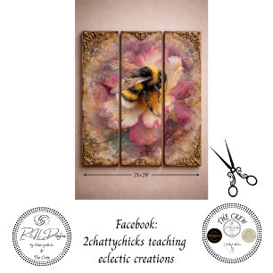 Decoupage Vintage Bumblebee Floral Furniture Art Tissue Paper