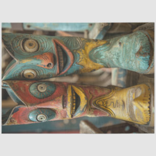 Decoupage Vintage Charmed Cowboy Boots with Faces Tissue Paper