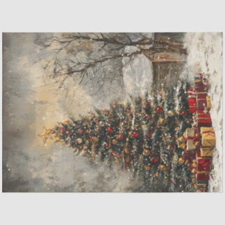 Decoupage Vintage Christmas Tree Presents  Tissue Paper