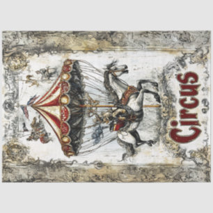 Decoupage Vintage Circus Carousel Poster Theme Tissue Paper
