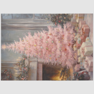 Decoupage Vintage Holiday Christmas Tree Painting Tissue Paper