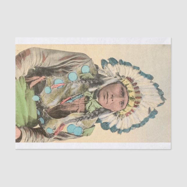 Decoupage Vintage Indian Chief Colourized Tissue Paper (Front)