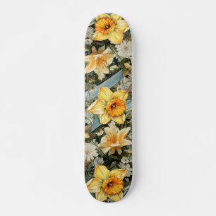 Decoupage Vintage Inspired Daffodil Skateboard