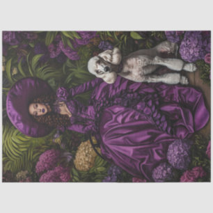 Decoupage Vintage Lady in Vintage Purple Dress Tissue Paper
