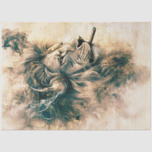 Decoupage Vintage Lion Cigar Headphones Abstract  Tissue Paper