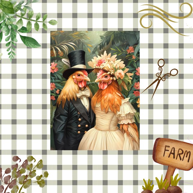 Decoupage Vintage Matrimonial Rooster & Chicken  Tissue Paper (Creator Uploaded)