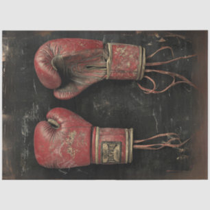 Decoupage Vintage Red Boxing Gloves Poster Tissue Paper