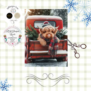 Decoupage Vintage Red Truck Winter Scene Tissue Paper
