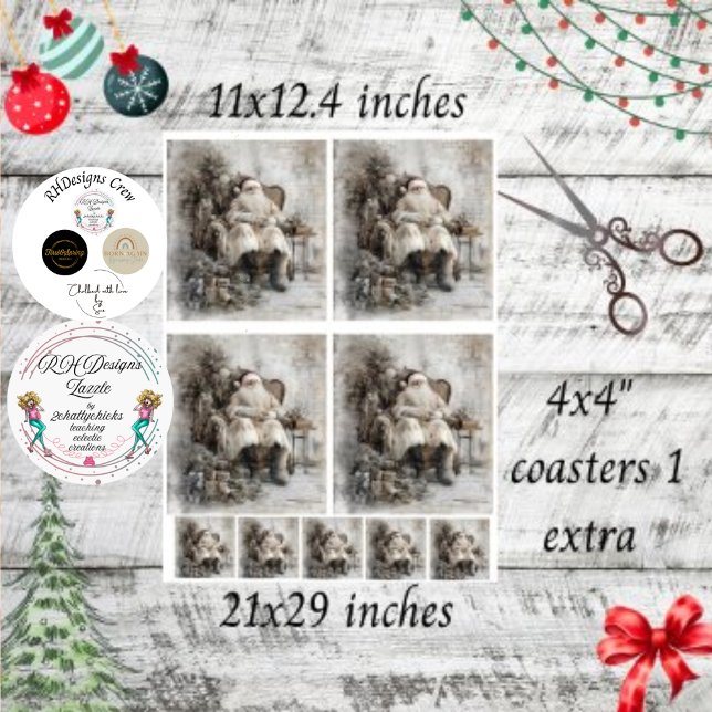 Decoupage Vintage Santa & Coasters  Tissue Paper (Creator Uploaded)
