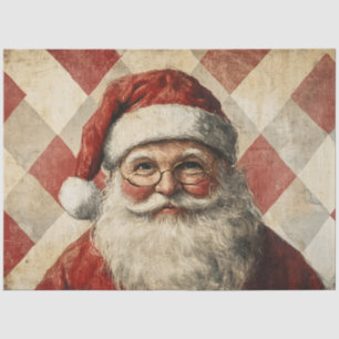 Decoupage Vintage Santa Diamond Background Tissue Paper