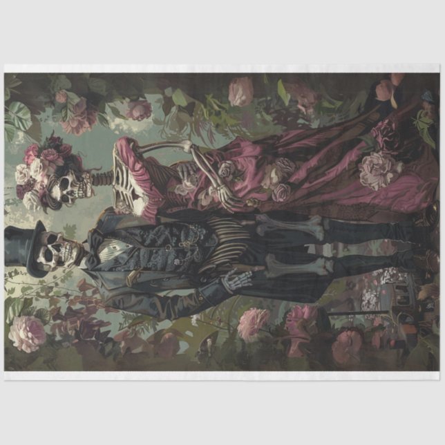 Decoupage Vintage Skeletons Day of Dead  Tissue Paper (Front)