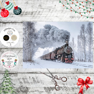 Decoupage Vintage Steam Train Locomotive Snow  Tissue Paper