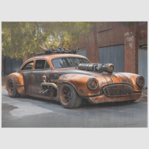 Decoupage Vintage Steampunk Copper Car Tissue Paper
