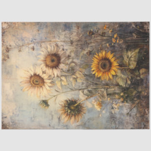 Decoupage Vintage Sunflower Painting  Tissue Paper