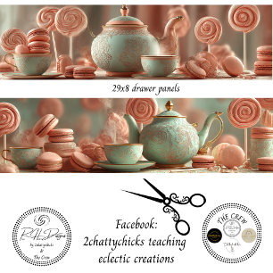 Decoupage Vintage Tea Party Furniture Panels Tissue Paper