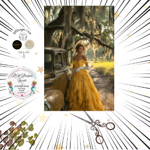 Decoupage Vintage Yellow Car Beautiful Woman Tissue Paper