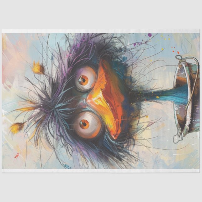 Decoupage Wackadoodle Paint Bird  Tissue Paper (Front)