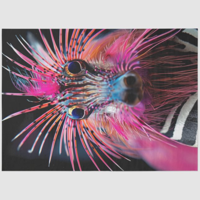 Decoupage Wackadoodle Zebra Pink White Stripes  Tissue Paper (Front)