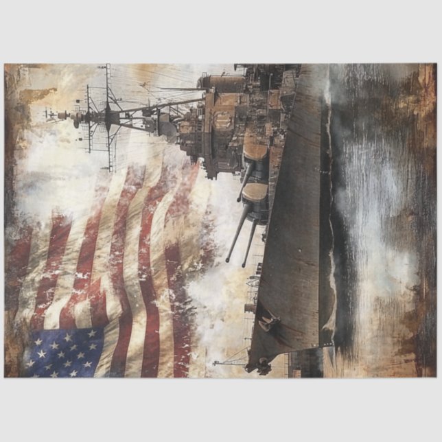 Decoupage Warship USA Military Patriotism  Tissue Paper (Front)