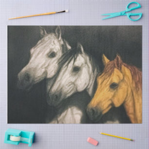 Decoupage water colour horses tissue paper