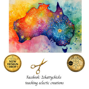 Decoupage Watercolor Australian Map & Burst Colour Tissue Paper