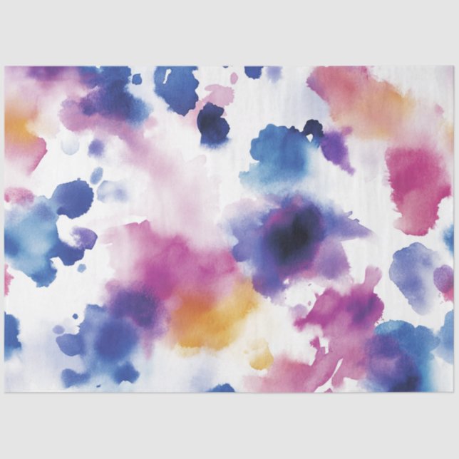Decoupage Watercolor Background Blue Purple Pink  Tissue Paper (Front)