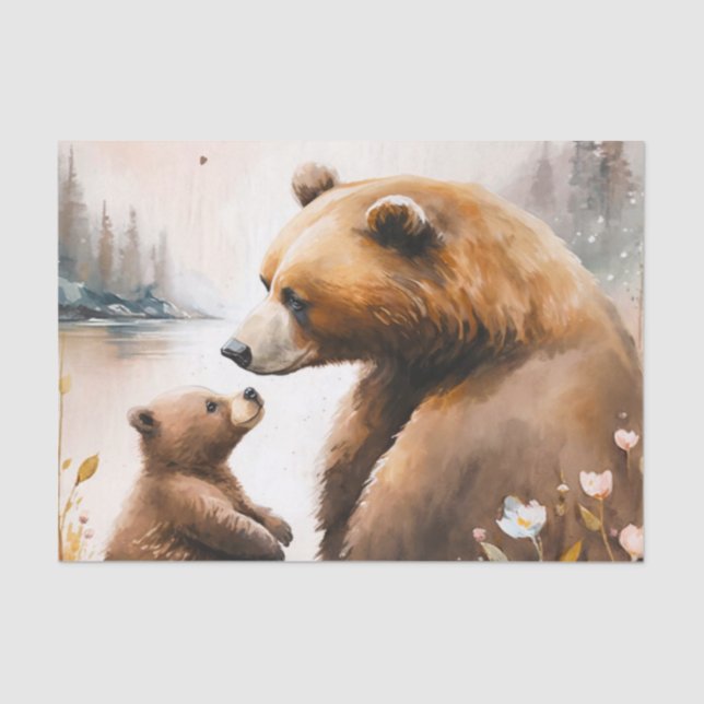 Decoupage watercolor bear lovers tissue paper (Front)