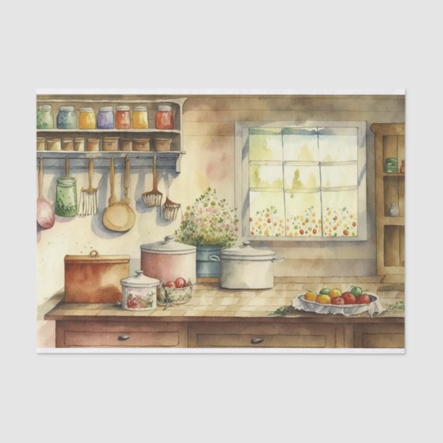 Decoupage watercolor Country kitchen  Tissue Paper (Front)