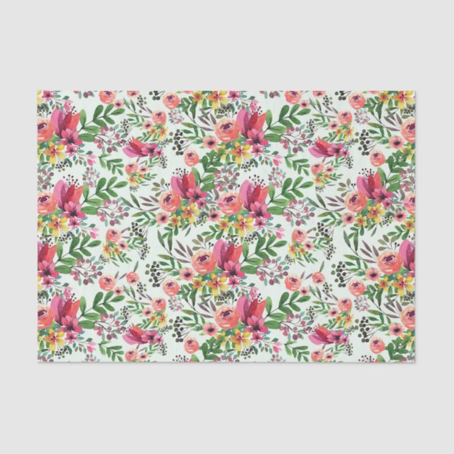 Decoupage Watercolor Floral Flowers Tissue Paper (Front)
