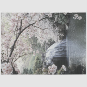 Decoupage Waterfall Pink Tree Tranquil Pool  Tissue Paper